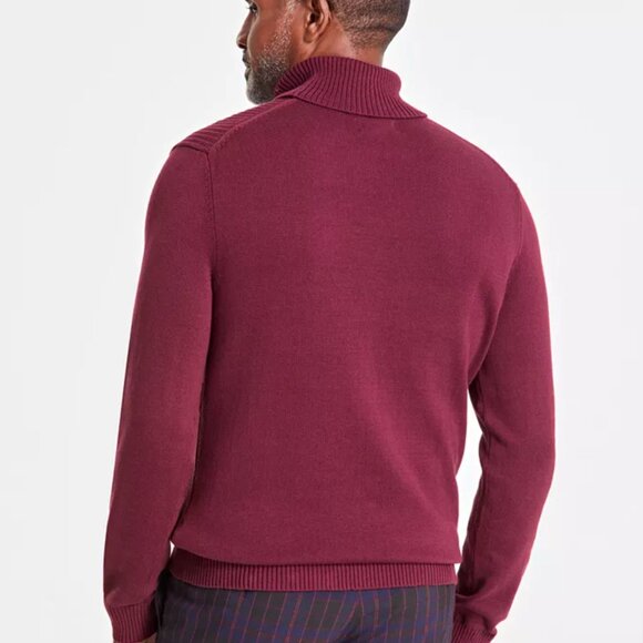 Club Room Mens Textured Cotton Turtleneck Sweater Red Plum - Picture 2 of 11